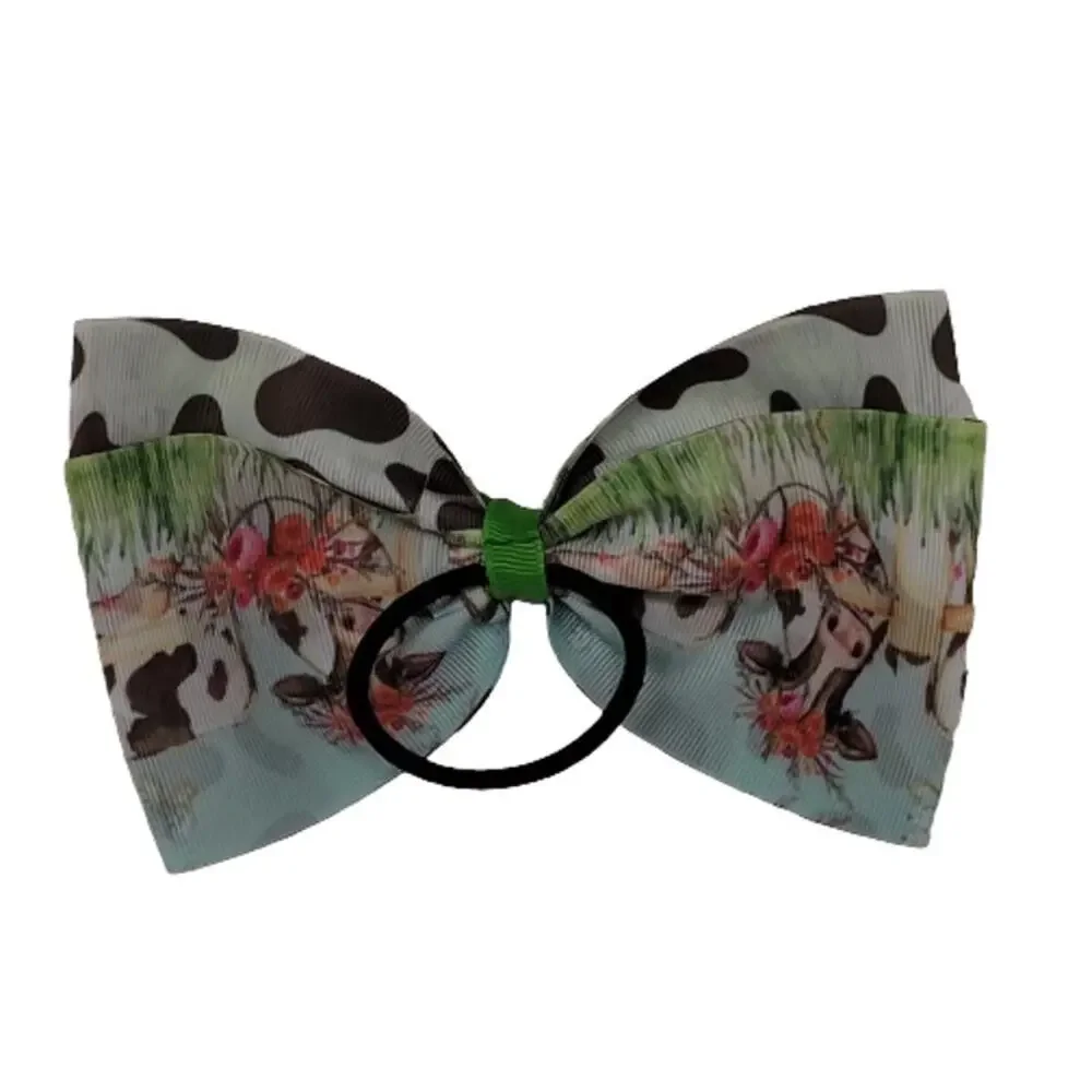 Girls' Farm Cow Print Floral Hair Bow
